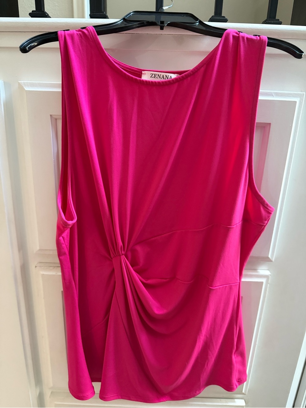 Zenana Hot Pink Sleeveless Twist-Front Top